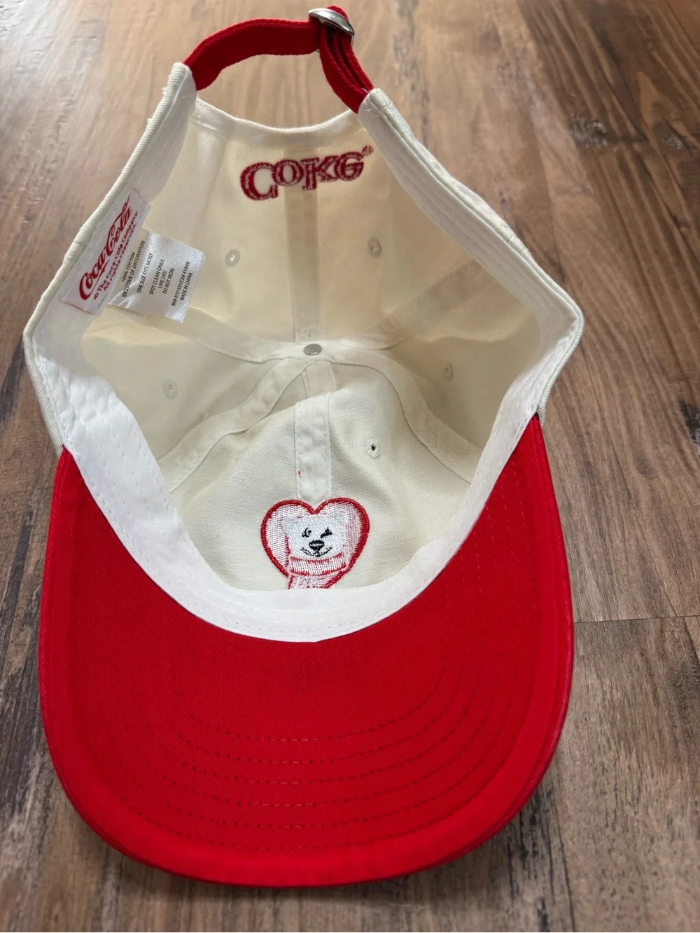 Coca Cola White and Red Teddy Heart Baseball Cap